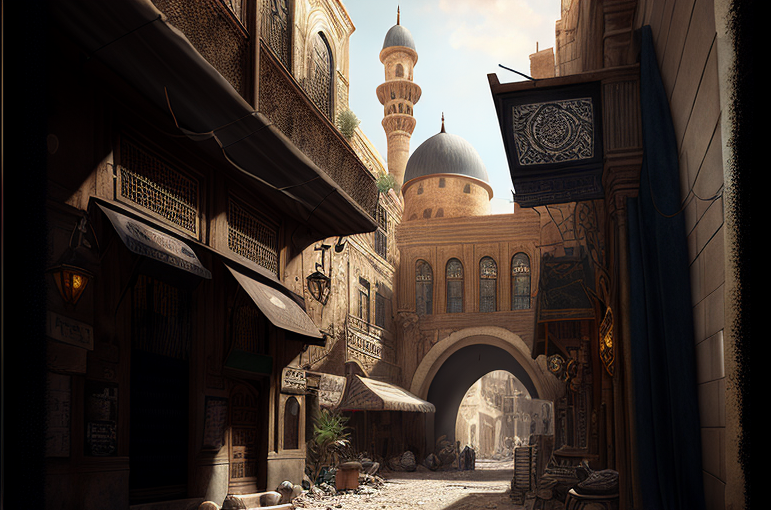 Yasser_old_street_old_markt_old_Damascus_gold_black_beige_reals_928399eb-b7e5-4550-8070-b41e9c9913ff